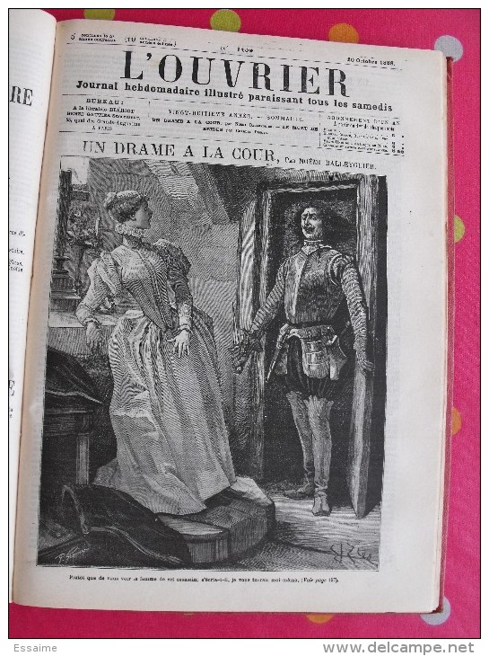 reliure du journal Hebdomadaire illustré L'Ouvrier 1888-1889. nombreuses gravures. 420 pages.