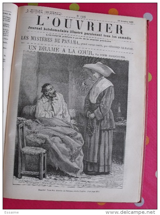 reliure du journal Hebdomadaire illustré L'Ouvrier 1888-1889. nombreuses gravures. 420 pages.