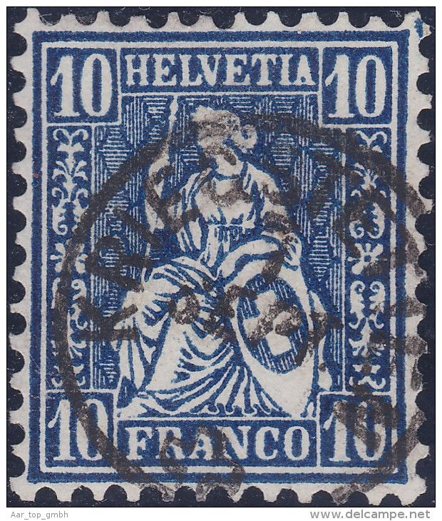 Heimat SO KRIEGSTETTEN ~186(5)-09-07 Fingerhut-Stempel Auf 10Rp. Blau Sitzende Helvetia - Gebruikt