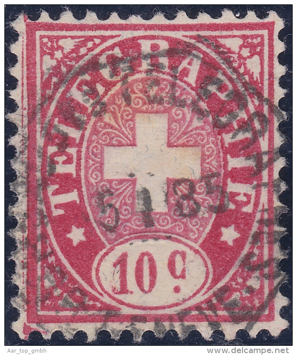 Heimat GE GENEVE B.d.T. 1885-01-05 Telegraphen Voll-Stempel Auf 10 C. Telegraphen-Marke - Télégraphe