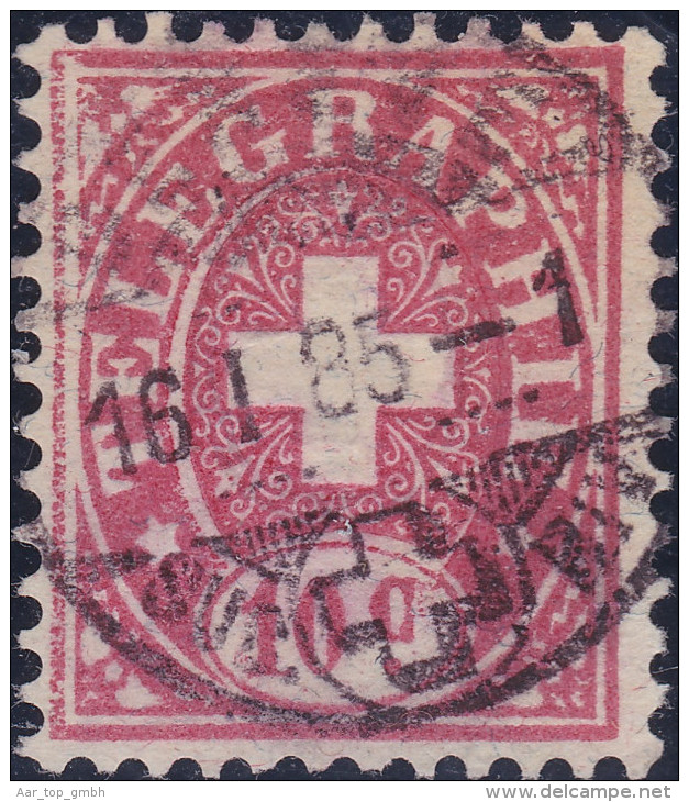 Heimat GE GENEVE SUC. RIV.1885-01-16  Auf 10 Cent. Telegraphen-Marke - Télégraphe