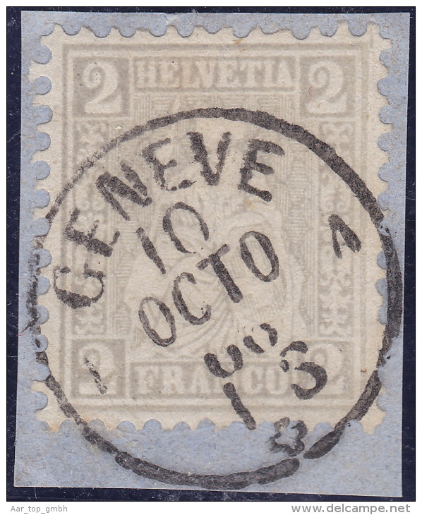 Heimat GE GENEVE A.A.1866-10-10 Auf Briefstück Mit 2 Rp Grau Sitzende Helvetia Zu#28 - Oblitérés