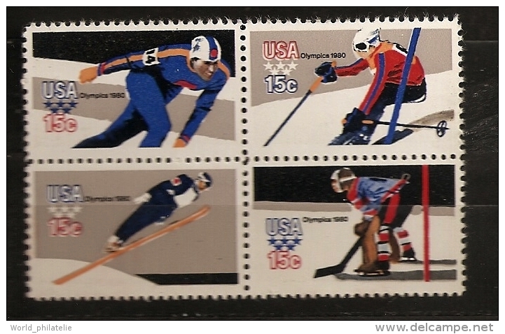 Etats-Unis D´Amérique USA 1979 N° 1263 / 6 ** Jeux Olympiques, Lake Placid, Hockey Sur Glace, Ski, Slalom, Patinage - Neufs