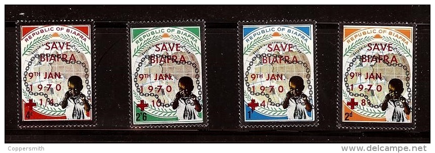 (01) Biafra  1970 Help The Children / Enfants / Kinderhilfe / Aufdruck / Overprint / Surcharge  ** / Mnh   Michel 50-53 - Sonstige - Afrika