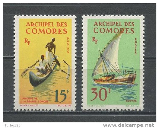 COMORES 1964 N° 33/34 * Neufs =  MH  Légère Trace De Char Cote 10 € Embarcations Pirogue Boutre Bateaux Boats Transports - Unused Stamps