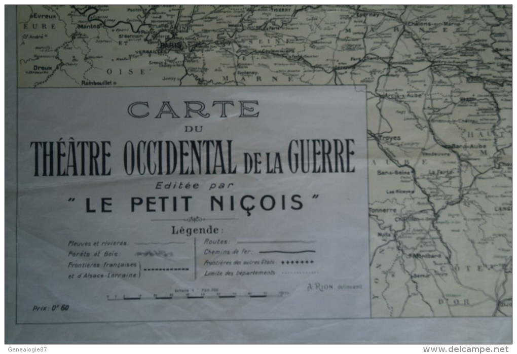 GUERRE 1914-1918- RARE AFFICHE  CARTE THEATRE OCCIDENTAL DE LA GUERRE EDITEE PAR LE PETIT NICOIS-BELGIQUE-LUXEMBOURG - Plakate