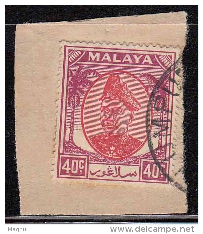 40c  Perak Used 1950  On Piece, Malaya, - Perak