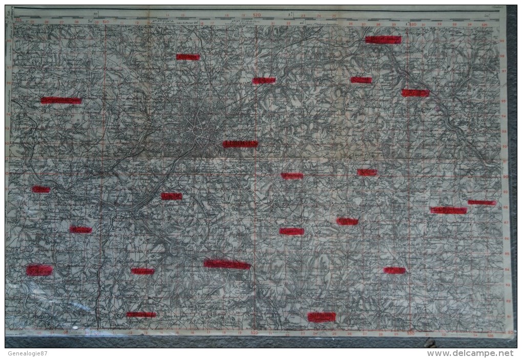 87- LIMOGES-FEYTIAT-COUZEIX-GENEYTOUSE-SOLIGNAC-JOURGNAC-VERNEUIL-ST PRIEST TAURION-CARTE 1907 MILITAIRE - Geographical Maps