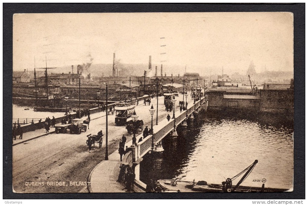 Queen Bridge Belfast With Trams Etc 1923 Posted Card As Scanned - Antrim