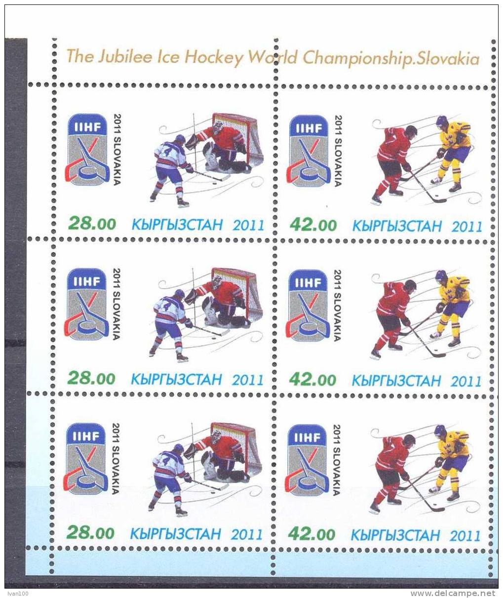 2011.Kyrgyzstan, Ice Hockey World Championship, Slovakia 2011, Sheetlet Of 3 Sets, Mint/** - Kirghizistan