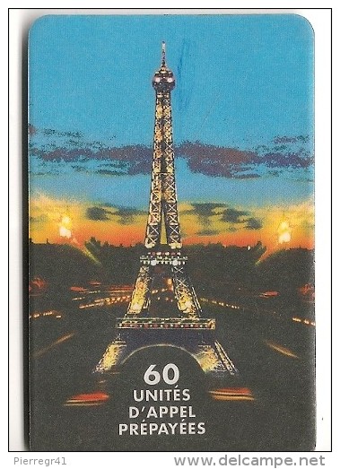 CARTE PREPAYEE-60U-WORLD PHONE-TOUR EIFFEL-R° Glacé-1/12/98-TBE - Autres & Non Classés