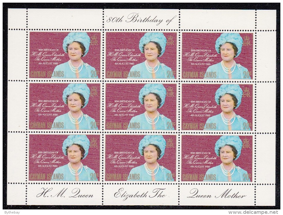 Cayman Islands MNH Scott #443 Sheet Of 9 20c Queen Mother - 80th Birthday - Iles Caïmans