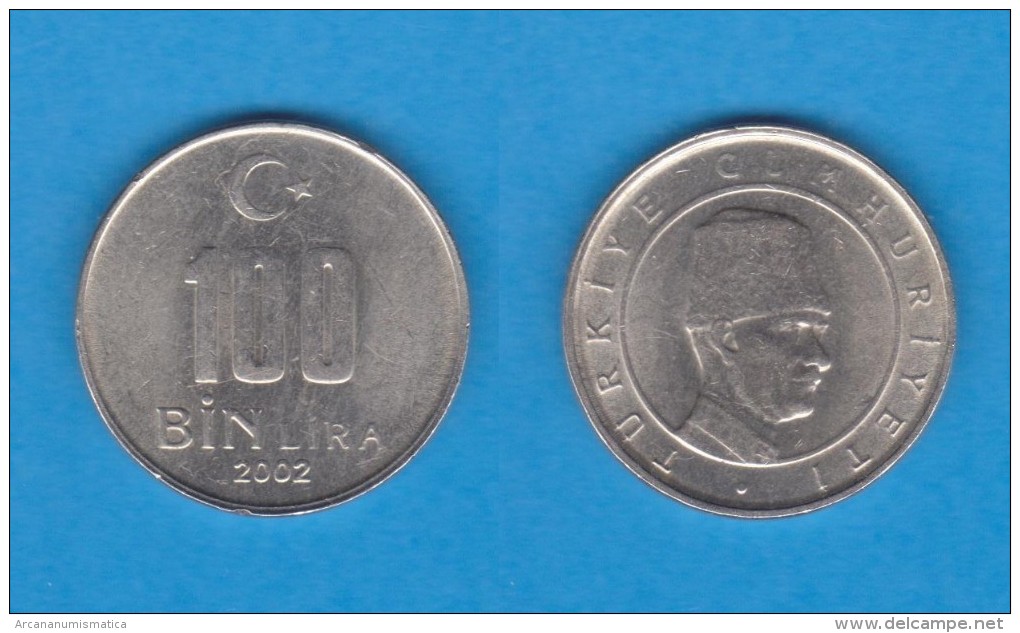 TURQUIA   100 BIN LIRAS (100.000 LIRAS)  2.002   CU NI ZN  KM#1106   EBC/XF   DL-10.981 - Turkije