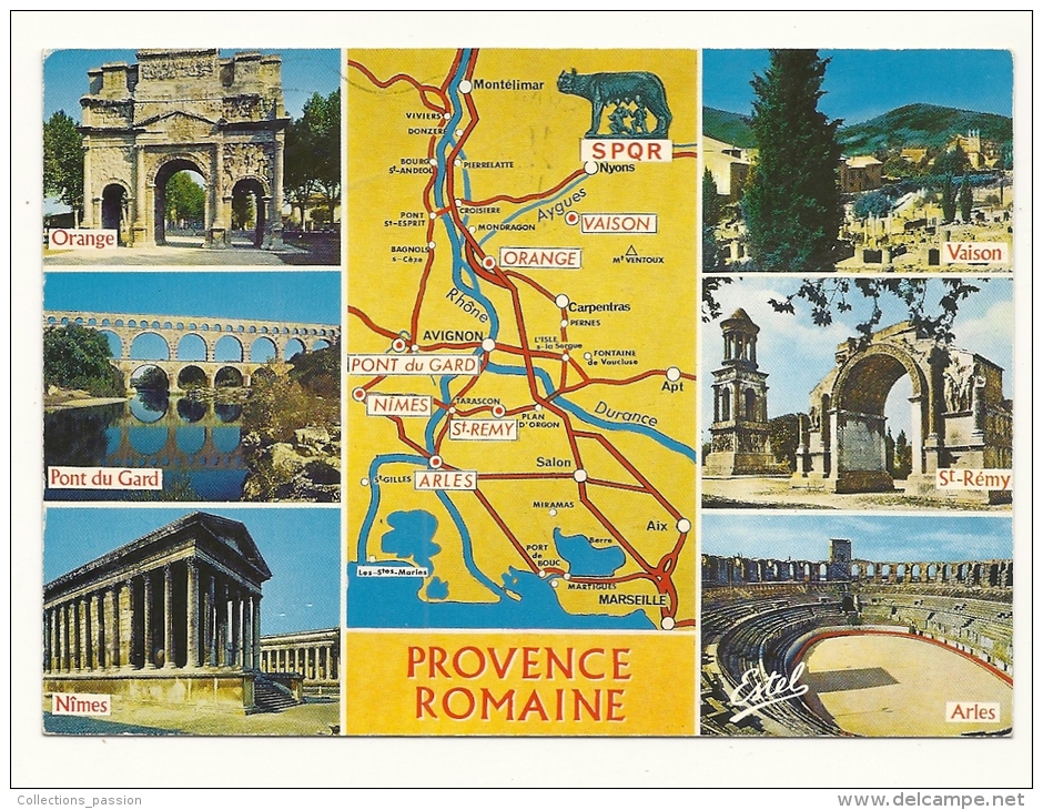 Cp, Carte Géographique, Provence Romaine, Voyagée - Carte Geografiche