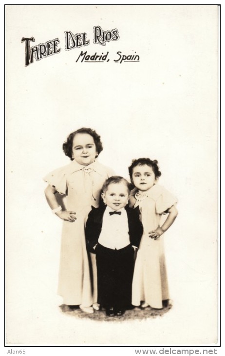 Three Del Rios, Midgets From Madrid Spain, C1930s Vintage Real Photo Postcard - Other & Unclassified