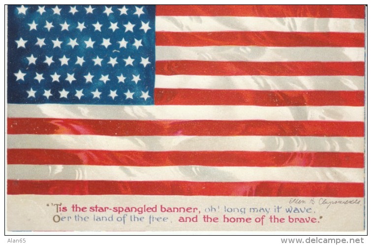 Clapsaddle Aritst Signed Patriotic US Flag Star-spangled Banner, C1910s Vintage Postcard - Clapsaddle