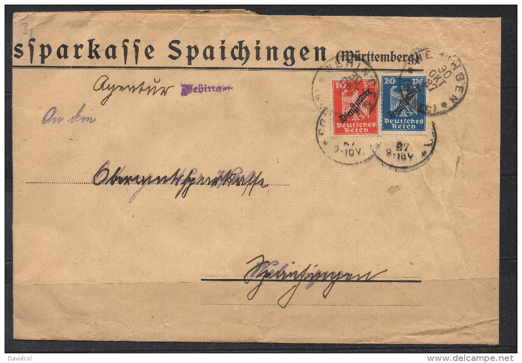 S194.-.GERMANY REICH COVER .-. WEHINGEN 30-10-37 - Briefe U. Dokumente