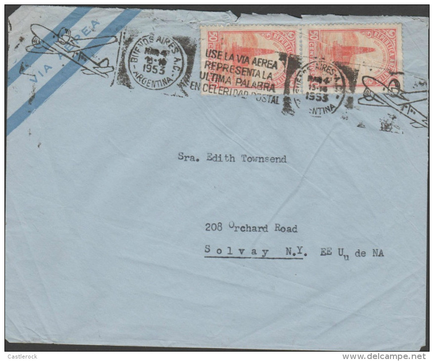 O) 1953 ARGENTINA, OIL WELL ON THE SEA, COVER TO SOLVAY-UNITED STATES, F - Aéreo