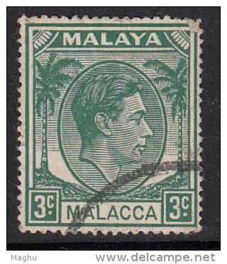 3c Malacca Used 1949,  King George VI Definitives, Malaya - Malacca