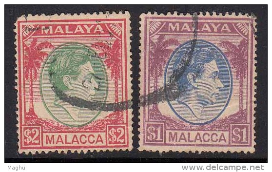 $1.00 And $2.00 Used, KG VI  1949 Malacca, Malaya, - Malacca