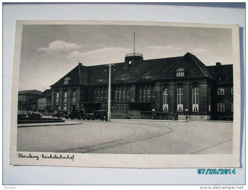 FLENSBURG REICHSBAHNHOF  BAHNHOF  GARE  RAILWAY STATION  ,  OLD POSTCARD, 0 - Flensburg