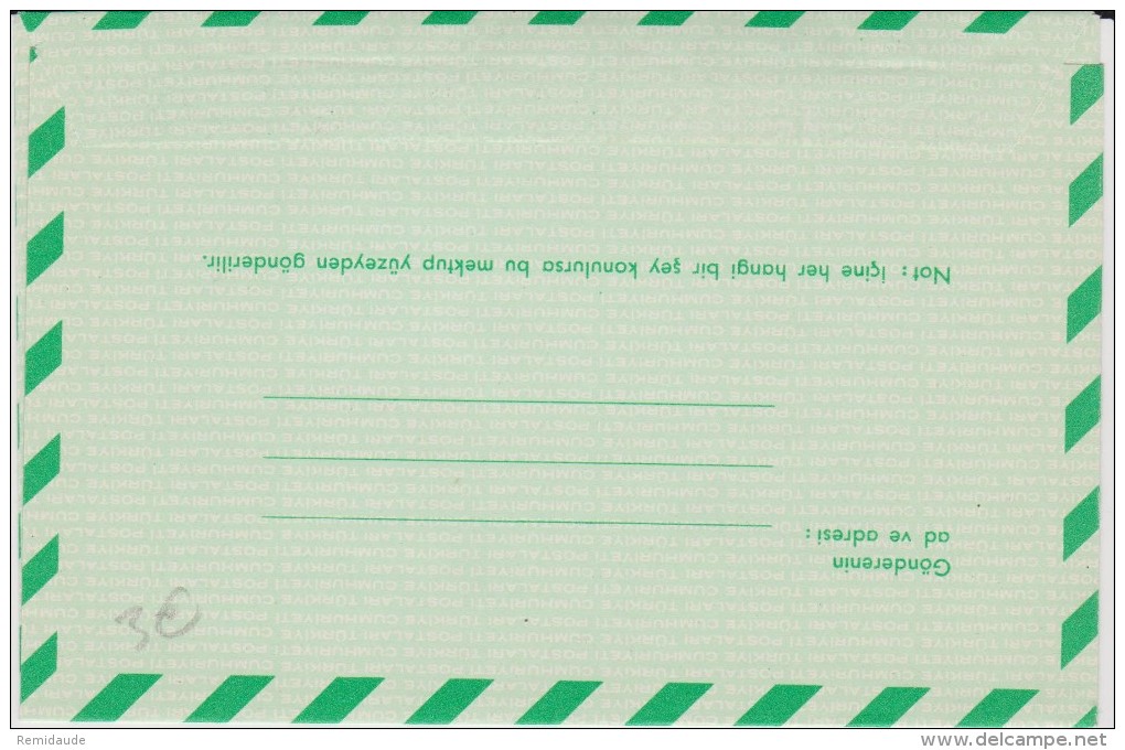 TURQUIE - 1979 - AEROGRAMME REPIQUAGE VISITE DU PAPE JEAN-PAUL II - Postal Stationery