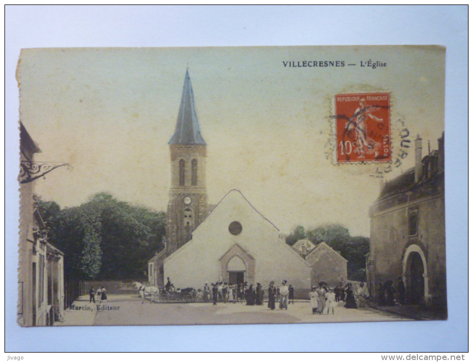 VILLECRESNES  (Val-de-Marne)  :  L'EGLISE  -  Carte Couleur  1915 - Villecresnes