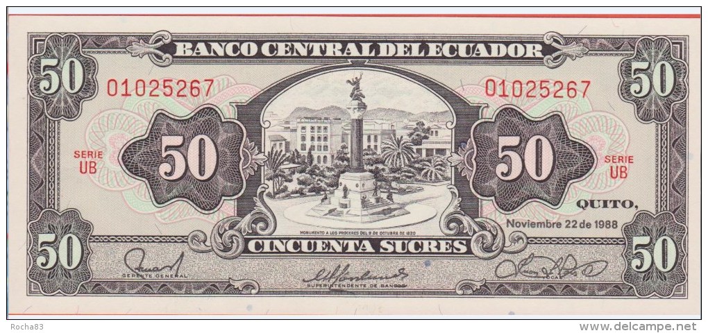 EQUATEUR  - 50 Sucres Du 22 11 1988 - Pick 122 - UNC - Equateur