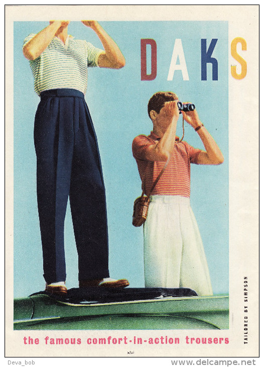 1951 ADVERT 9X7" DAKS THE FAMOUS COMFORT IN ACTION TROUSERS BY SIMPSON AC6 