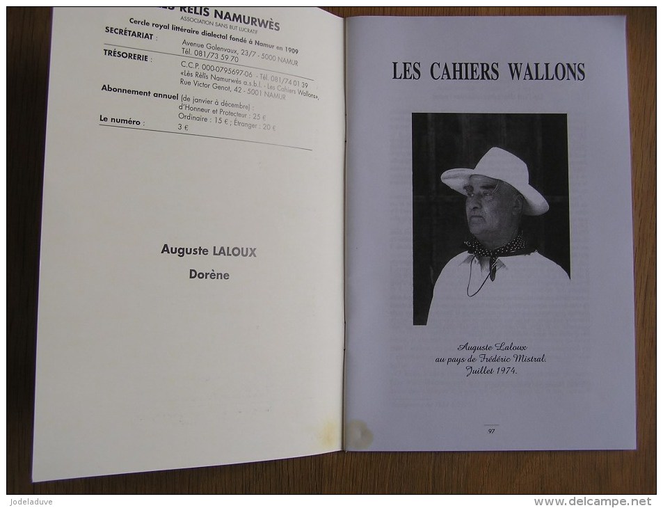 LES CAHIERS WALLONS N°  4  2010 Auguste Laloux Conte Poète Poèsie Dialecte Namur Poèmes Patois - Bélgica