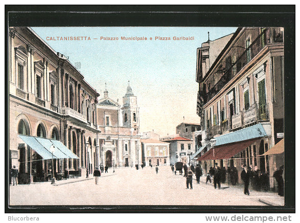 1911 PALAZZO MUNICIPALE E P.ZZA GARIBALDI - Nuova - Rara - - Caltanissetta