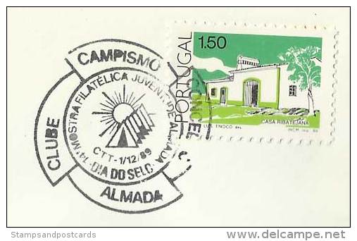 Portugal Cachet Commemoratif  Camping Et Caravaning Journée Du Timbre Almada 1989 Camping Stamp Day Event Postmark - Postal Logo & Postmarks