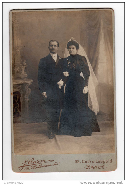 Cdv Mariage (photographe J. Caron ) - Autres & Non Classés