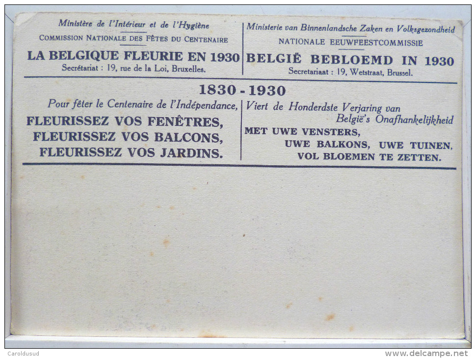 Litho Patriotique La Belgique Fleurie Anniversaire Independance Belge 1830 - 1930 Illustrateur Hub Dup  Hubert Dupont - Collections