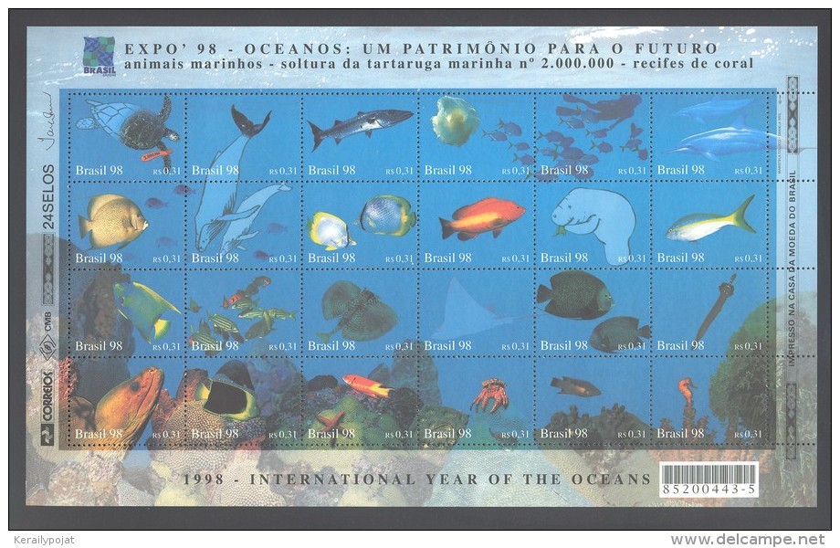 Brazil - 1998 Year Of The Ocean Sheet MNH__(THB-2878) - Blocks & Sheetlets