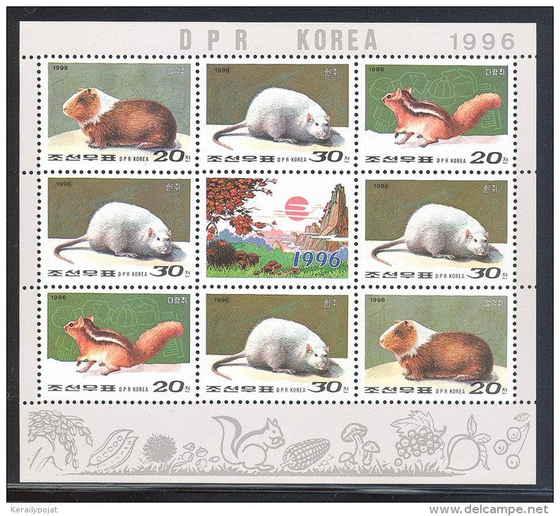 Korea - 1996 Year Of The Rat Kleinbogen MNH__(THB-5242) - Korea (Nord-)