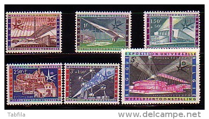 BELGIQUE / BELGIE - 1958 - Exposition Universal - 6v** - 1958 – Brussels (Belgium)