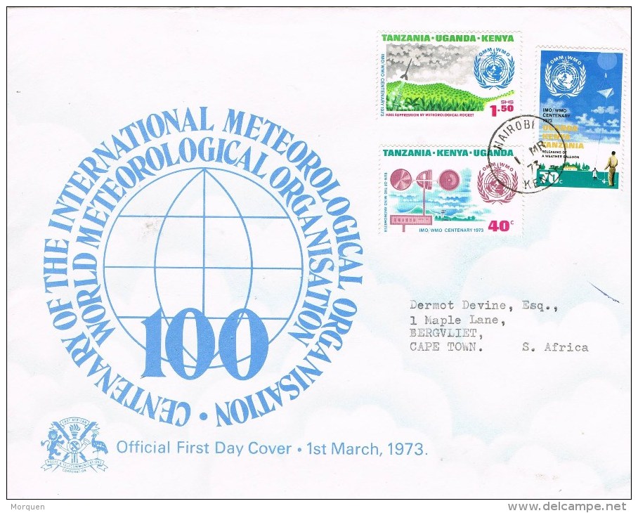 9902. Carta F.D.C. NAIROBI (Kenia) 1973. Meteorological Centenary - Tanzania (1964-...)