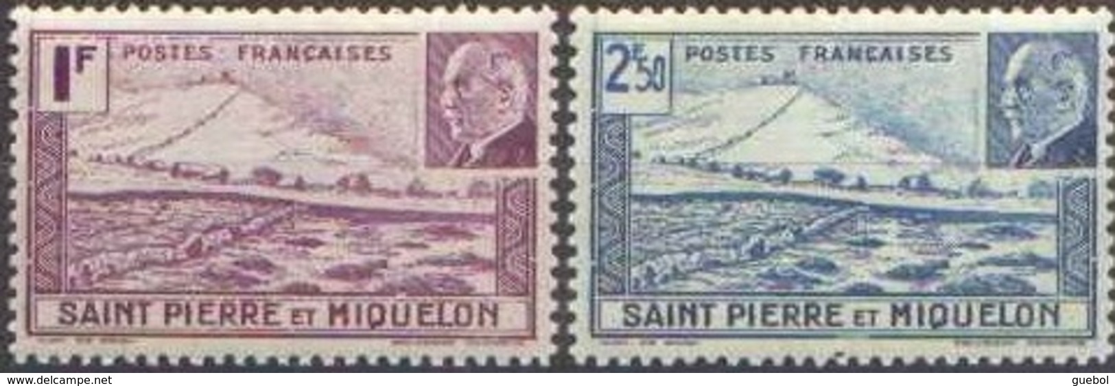 Détail De La Série Maréchal Pétain * Saint Pierre Et Miquelon N° 210 Et 211 - 1941 Série Maréchal Pétain