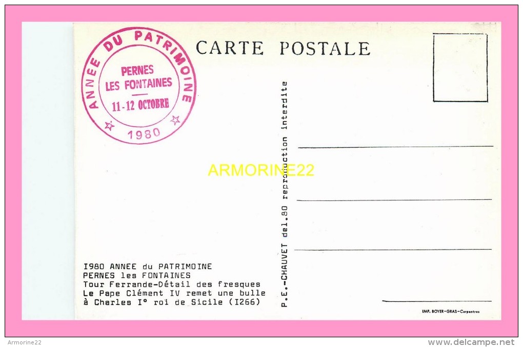 CPM PERNES LES FONTAINES 1980 Année Du Patrimoine - Pernes Les Fontaines