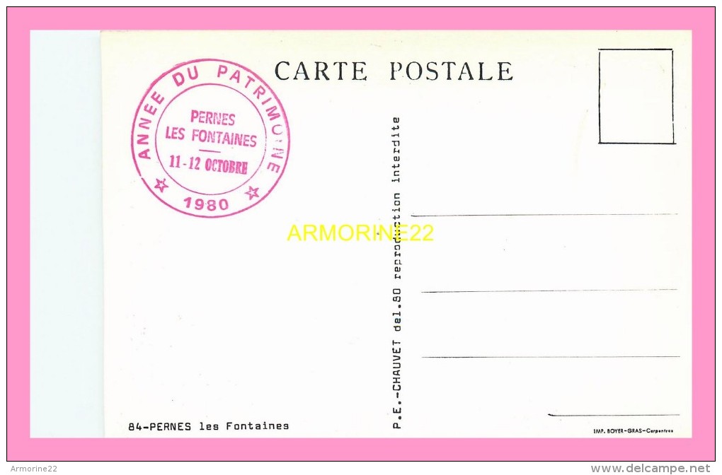CPM PERNES LES FONTAINES 1980 Année Du Patrimoine - Pernes Les Fontaines