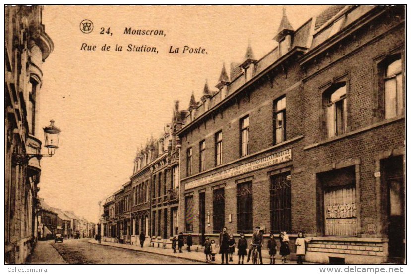 HAINAUT   4 CP  Mouscron   Rue De Tournai Vendeur De Moules?1919  Quartier De L'Ours Café Neptune La Poste Rue Des Moul - Moeskroen
