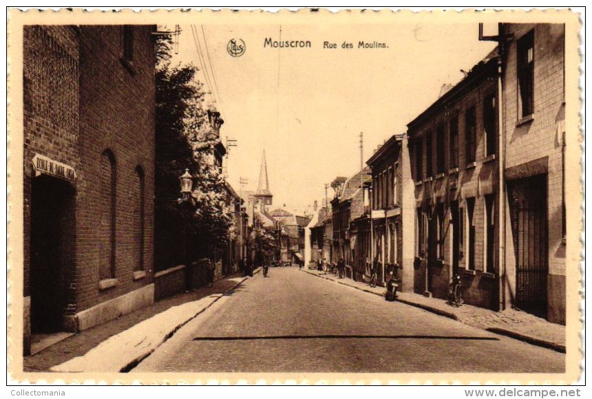 HAINAUT   4 CP  Mouscron   Rue De Tournai Vendeur De Moules?1919  Quartier De L'Ours Café Neptune La Poste Rue Des Moul - Mouscron - Moeskroen