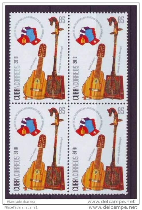 2010.78 CUBA 2010 MNH. 50 ANIV DE LAS RELACIONES DE CUBA-MONGOLIA. BLOQUE DE 4. - Nuovi