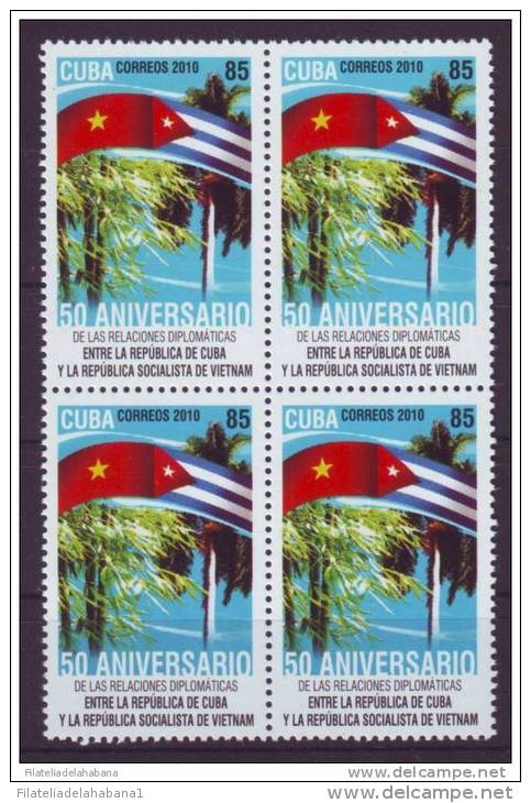 2010.80 CUBA 2010 MNH FRIENDSHIP CUBA - VIETNAM. BLOCK OF 4 - Ongebruikt