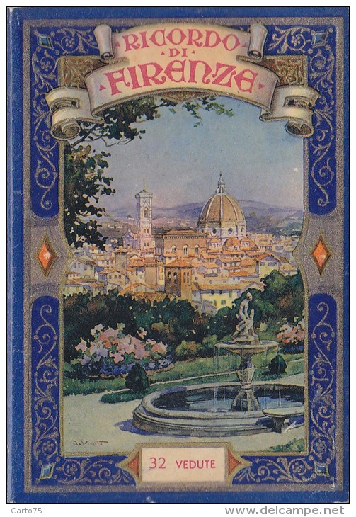 Publicité - Ricordo Di Firenze - Dépliant - Vue Panoramique Ville Et Monuments - Verso Légendé - Plan Ville - Publicités