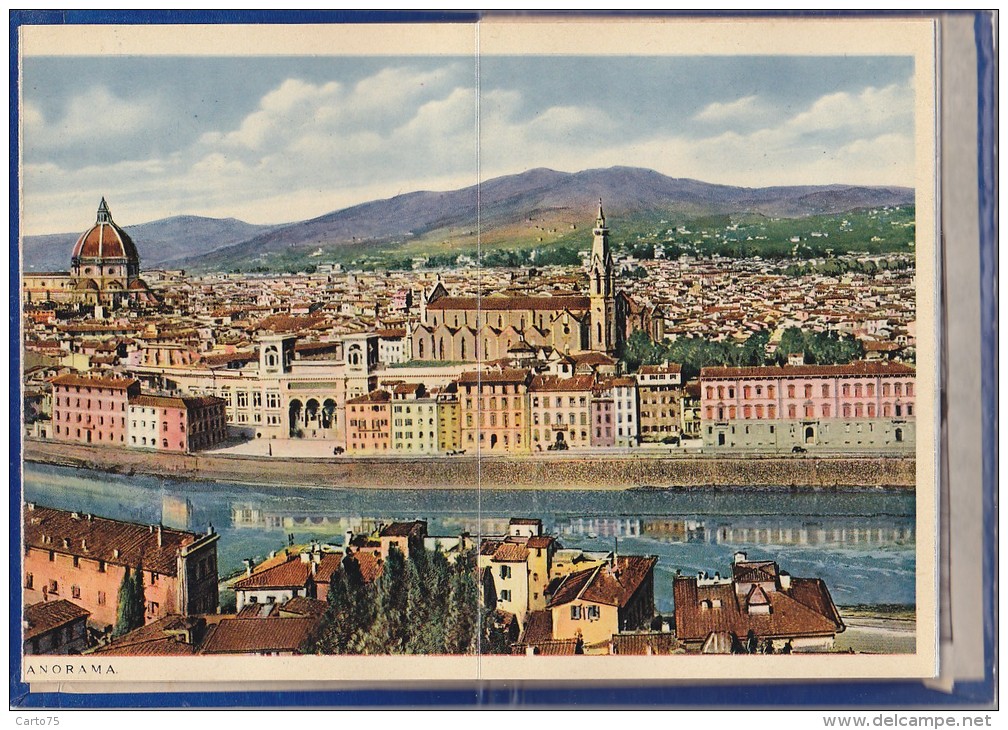 Publicité - Ricordo Di Firenze - Dépliant - Vue Panoramique Ville Et Monuments - Verso Légendé - Plan Ville - Publicités