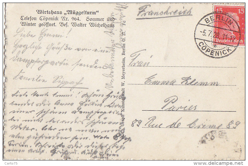 Allemagne -  Berlin / Der Teufelsfee In Den Müggelbergen Mit Müggelturm / Postmarked  Berlin Cöpenick 1928 - Koepenick