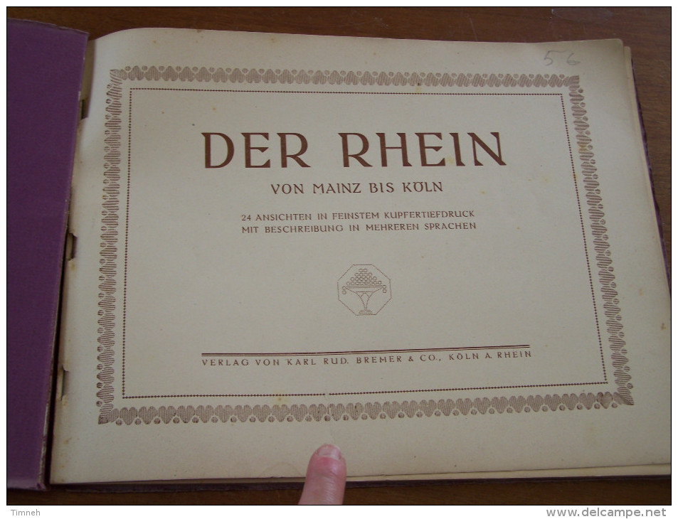 DER RHEIN VON MAINZ BIS KÖLN 24 ANSICHTEN IN FEINSTEN KUPFERTIEFDRUCK MIT BESCHREIBUNG IN MEHREREN SPRACHEN  BREMER & CO - Duitsland