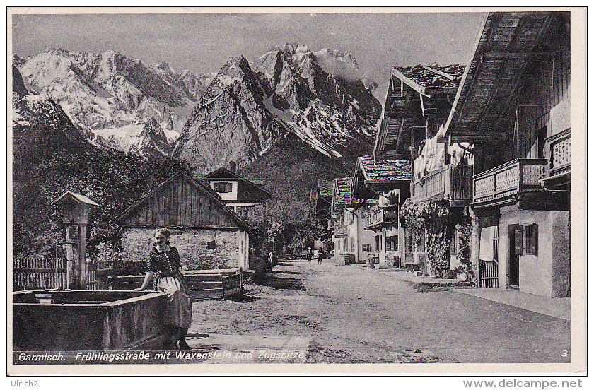 AK Garmisch - Frühlingsstrasse Mit Waxenstein Und Zugspitze - Werbestempel "IV. Olympische Winterspiele" - 1939 (7643) - Garmisch-Partenkirchen